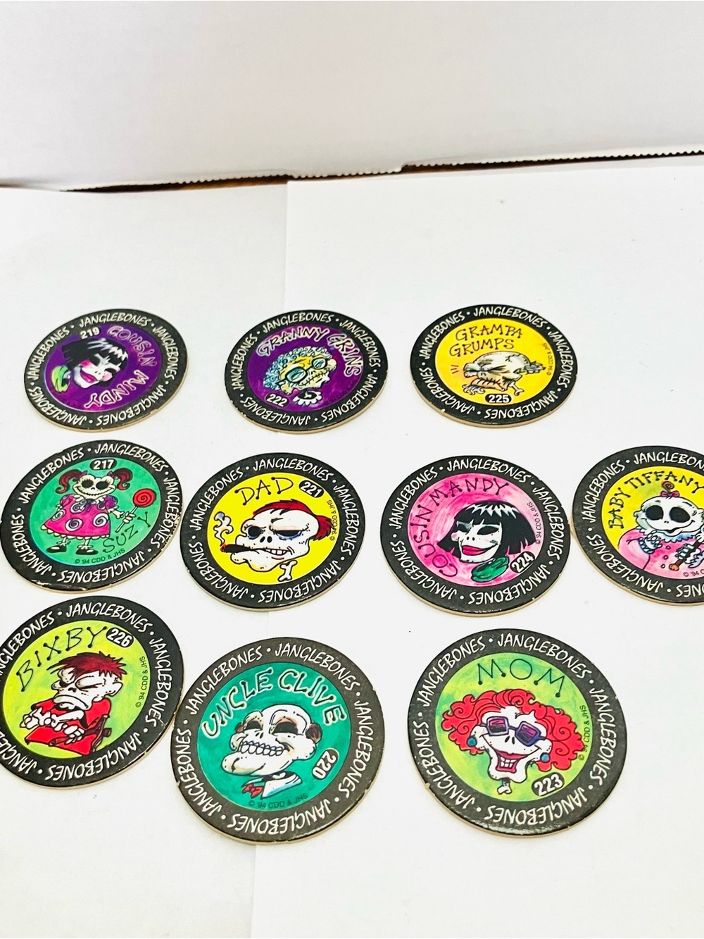 Pogs 1994 Whammer Slammers JangleBones Lot(10) Mad Caps #217-226